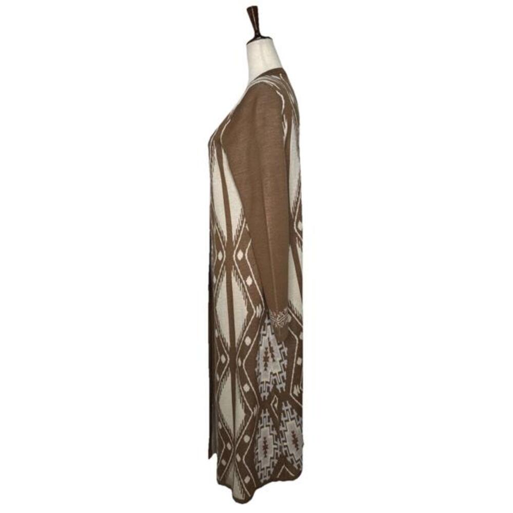 Boston Proper Long Duster Cardigan M/L Aztec Western Boho Open Knit Sweater - Picture 3 of 8